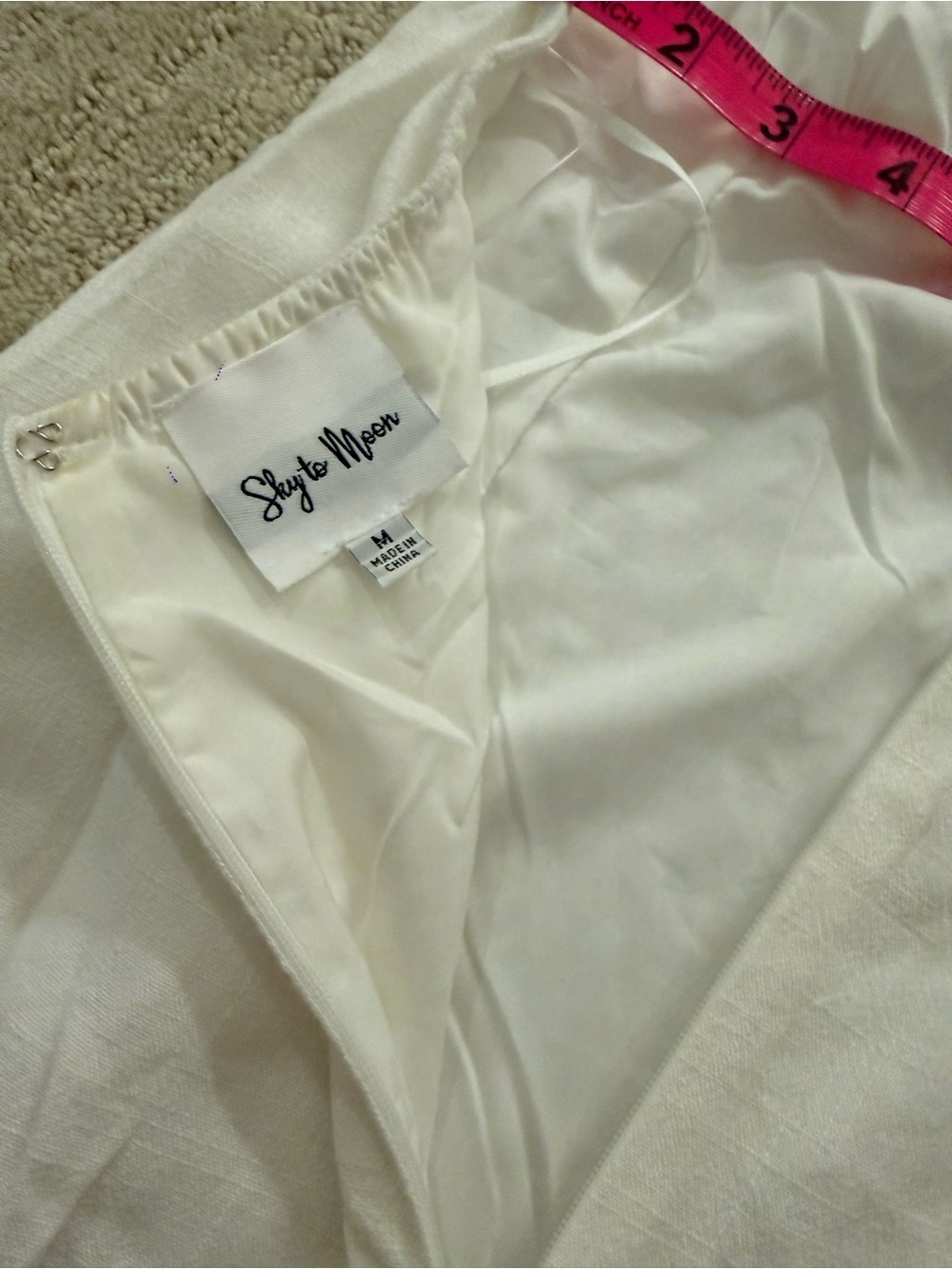 Sky to Moon White Linen Blend Open Back Mini Dress M - Picture 12 of 13